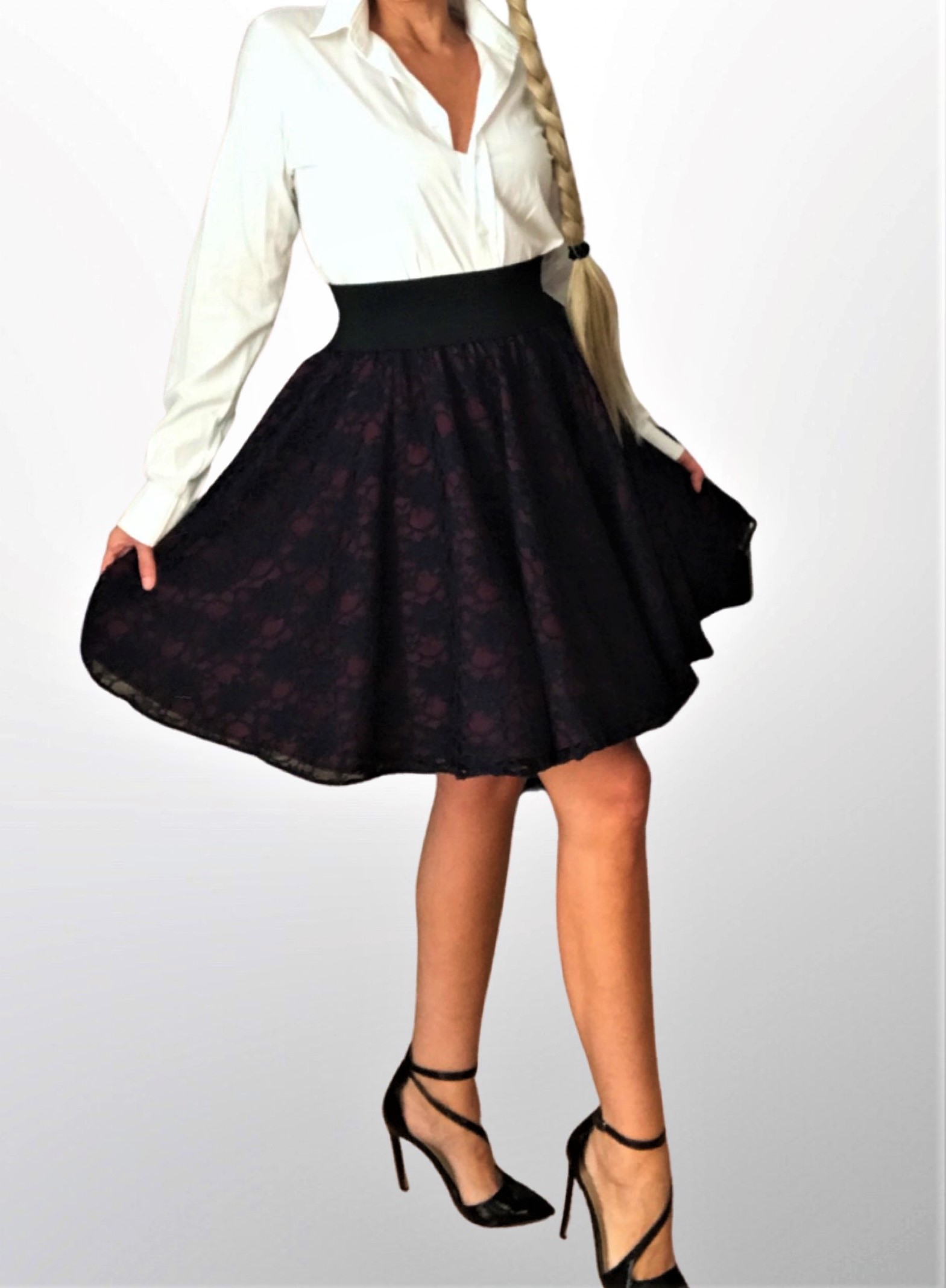 Sukně krátká krajková tmavě modrá BOROS SK-S-KBL01